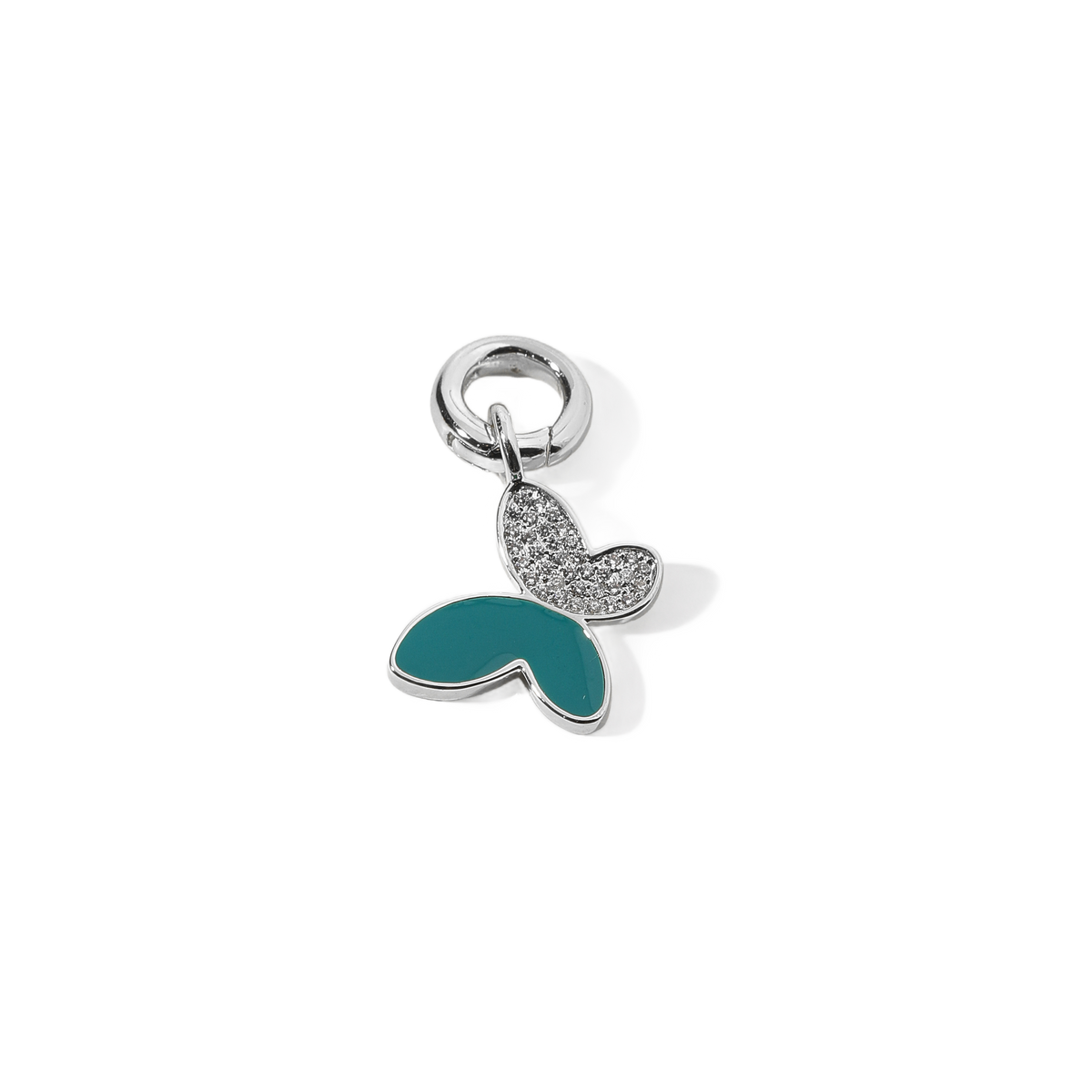 Rhinestone Teal Butterfly Charm