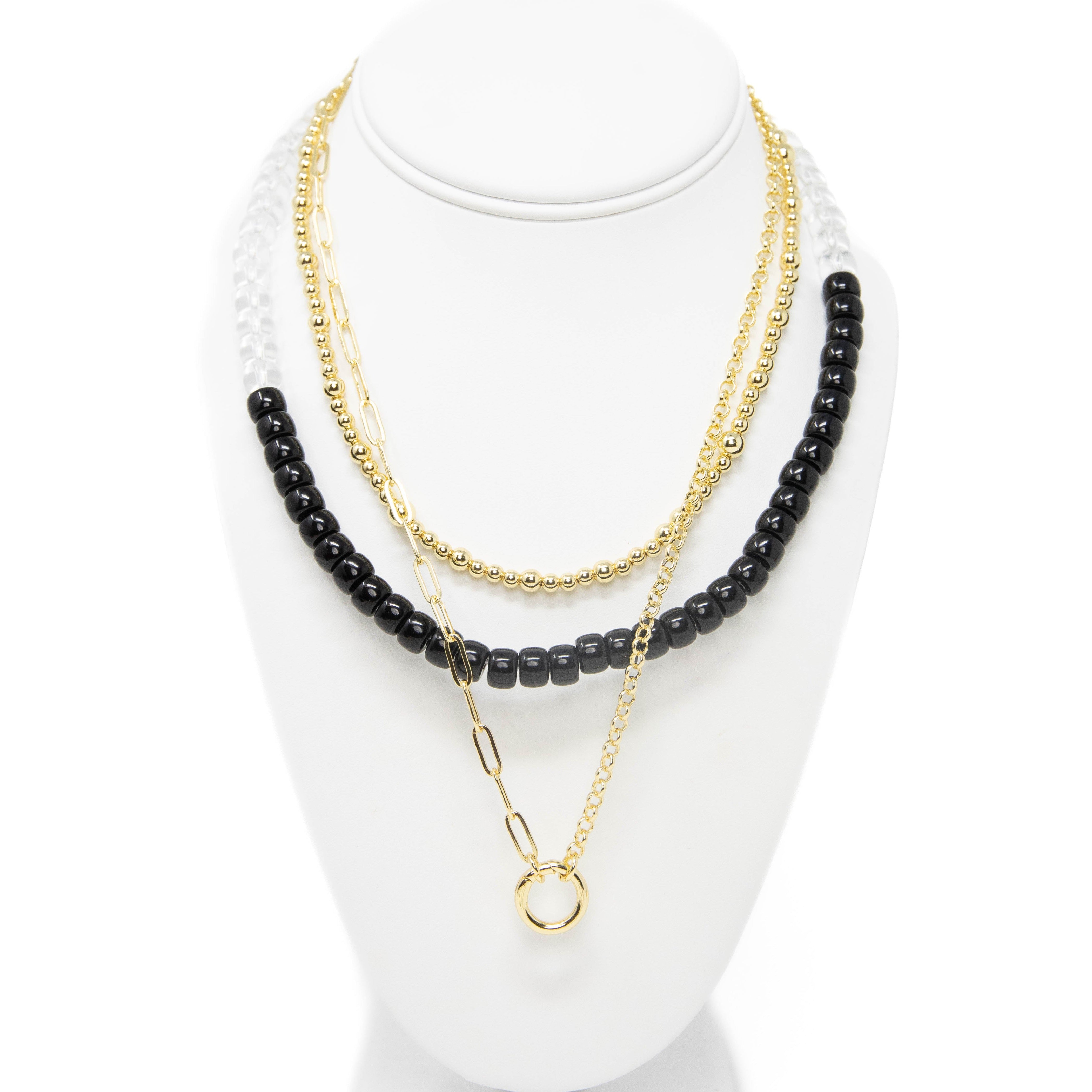 Black Gold Necklace Stack Shorter